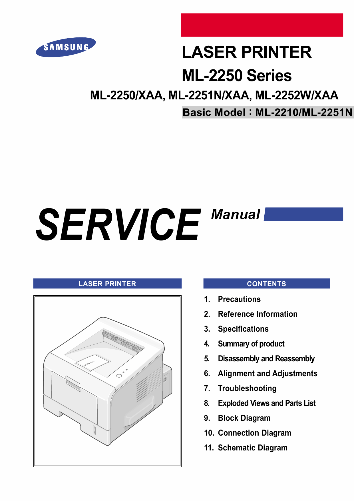 Samsung Laser-Printer ML-2250 2251N 2252W Parts and Service Manual-1